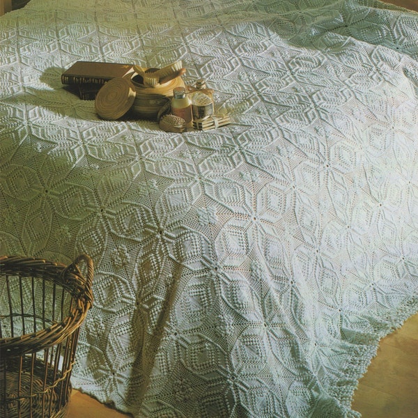 Bedspread Crochet Pattern PDF Afghan, Bedroom Blanket, Throw, Bed Cover, Vintage Crochet Patterns for the Home, e-pattern Download