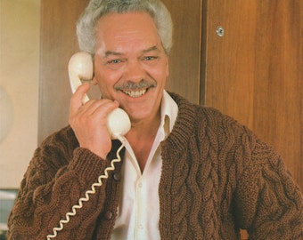 Mens Aran Cable Knit Cardigan Jacket Pattern (34-46 inch) (PDF Pattern)