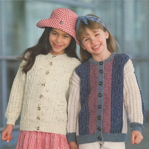 Girls Cardigan Knitting Pattern PDF Childrens 20, 22, 24, 26, 28 and 30 inch chest, Vintage Knitting Patterns for Children, Download