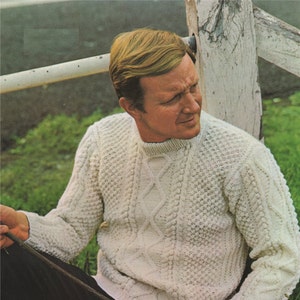 Mens Aran Sweater Knitting Pattern PDF Mans 40, 42 and 44 inch chest, Cable Jumper, Vintage Knitting Patterns for Men, epatterns Download