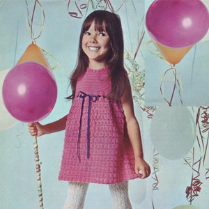 Girls Dress Crochet Pattern PDF Childrens 22, 24 & 26 inch chest, Summer Party Dress, Vintage Crochet Patterns for Girls, e-pattern Download