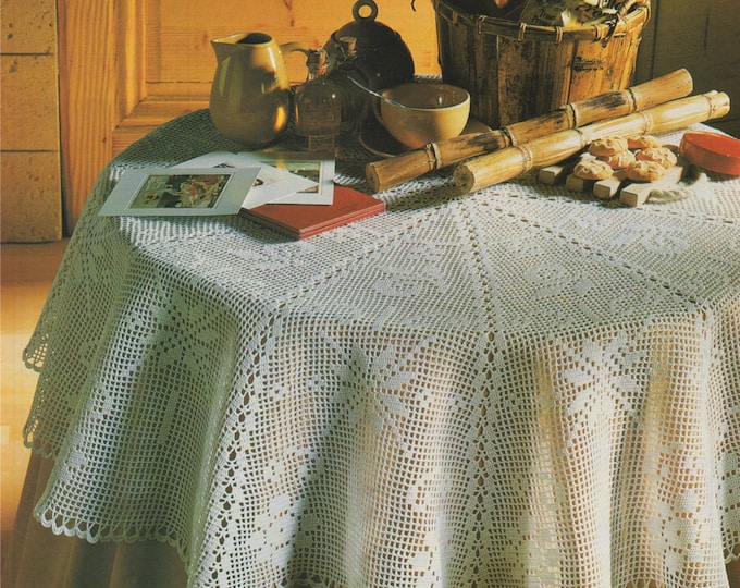 Round Tablecloth Crochet Pattern PDF Circular Table Cloth, Table Linen Pattern, Vintage Crochet Patterns for the Home, e-patterns Download