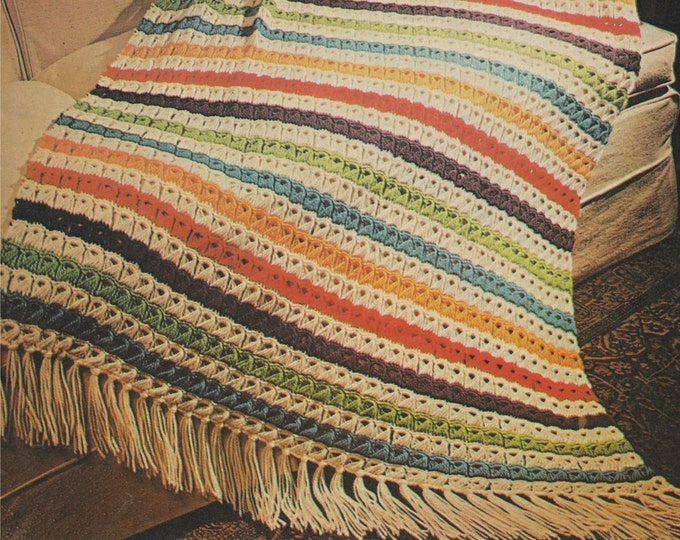 Throw Crochet Pattern PDF Lattice Loop Stitch, Afghan, Sofa Cover, Blanket, Rug, Vintage Crochet Patterns for the Home, e-patterns Download