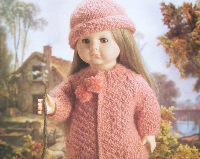 Dolls Clothes Knitting Pattern PDF for 16, 20, 24 inch Doll, Jacket & Hat, Walker Dolls, American Girl, Vintage Knitting Patterns for Dolls