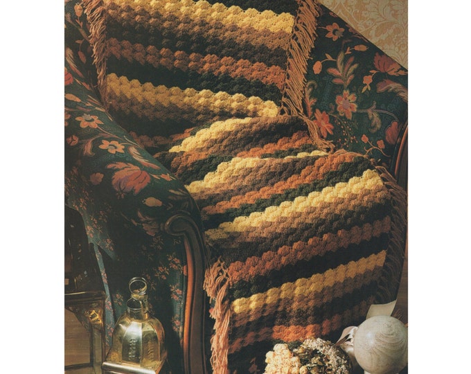 Afghan Crochet Pattern PDF Crochet Blanket, Throw, Lap Rug, Sofa Blanket, Vintage Crochet Patterns for the Home, e-patterns Download