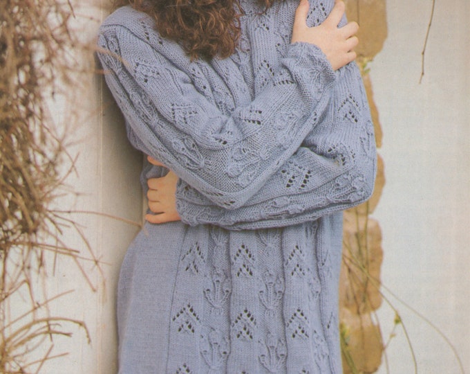 Womens Tunic Sweater Knitting Pattern PDF Ladies 30, 32, 34, 36, 38, 40 inch bust, Long Jumper, Vintage Knitting Patterns for Women