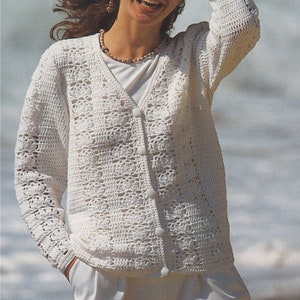 Womens Cardigan Crochet Pattern PDF Ladies 28 - 30, 32 - 34, 36 - 38 and 40 - 42 inch bust, Crochet Patterns for Women, e-pattern Download