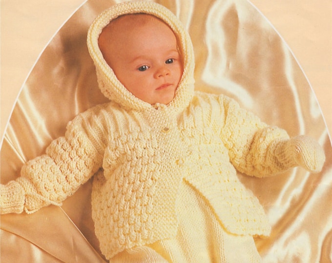 Premature Baby Hooded Jacket, Leggings and Mittens Knitting Pattern : Babies Boy or Girl 14, 16 and 18 inch chest . Instant Digital Download
