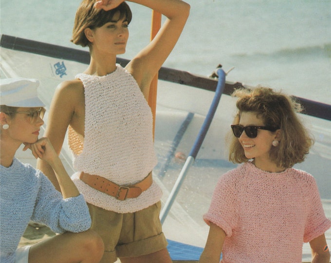 Womens Sweater Top Knitting Pattern PDF Ladies 30, 32, 34, 36, 38, 40 and 42 inch chest, Short or Long Sleeves Jumper, Sleeveless Summer Top