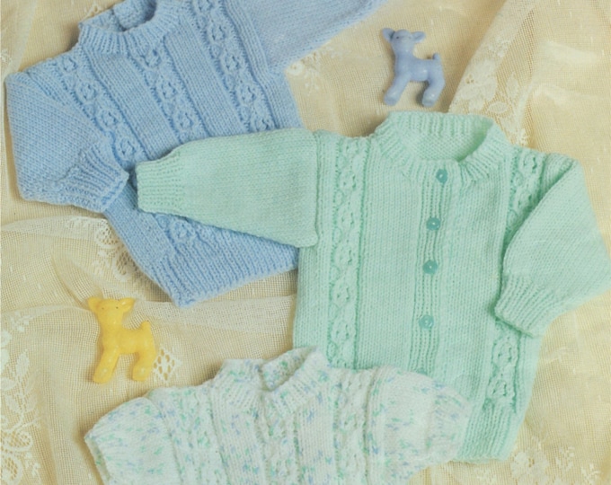Premature Baby Sweater and Cardigan Knitting Pattern PDF : Babies 14, 16 and 18 inch chest . Boys and Girls . e-patterns Download