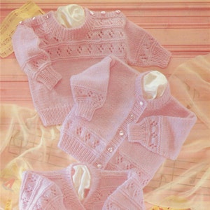 Babies Sweater and Cardigan Knitting Pattern PDF Baby Boys or Girls 16, 18, 20 and 22 inch chest, Jumper, V - Neck and Round Neck Cardigan