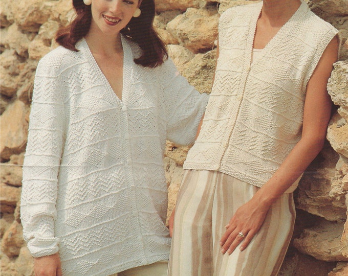 Womens Cardigan & Waistcoat Knitting Pattern PDF Ladies 30 - 32, 34 - 36, 38 - 40 and 42 - 44 inch bust, Vintage Knitting Patterns for Women