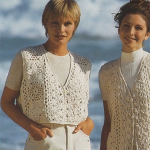 Printable Waistcoat Crochet Pattern PDF 3 Lengths, Ladies 34 - 36 inch bust, Beach Cover-up, Vintage Crochet Patterns for Women, e-patterns
