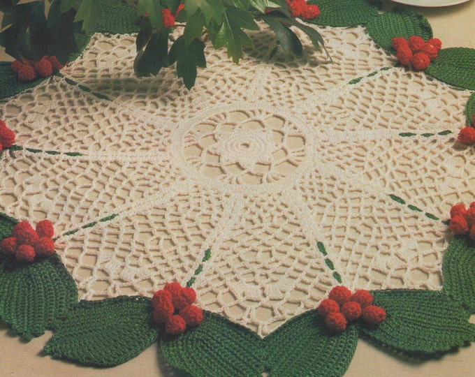 Holly Leaf Doily Crochet Pattern PDF Christmas Doily, X-mas Table Centre, Festive Decoration, Vintage Crochet Patterns for the Home