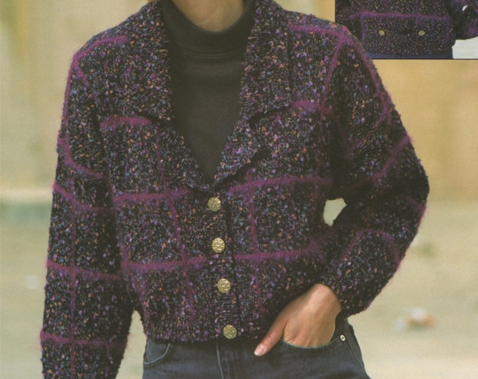 Womens Jacket Knitting Pattern PDF Ladies 30 - 32, 34 - 36 and 38 - 40 inch bust, Cardigan, Vintage Knitting Patterns for Women, Download