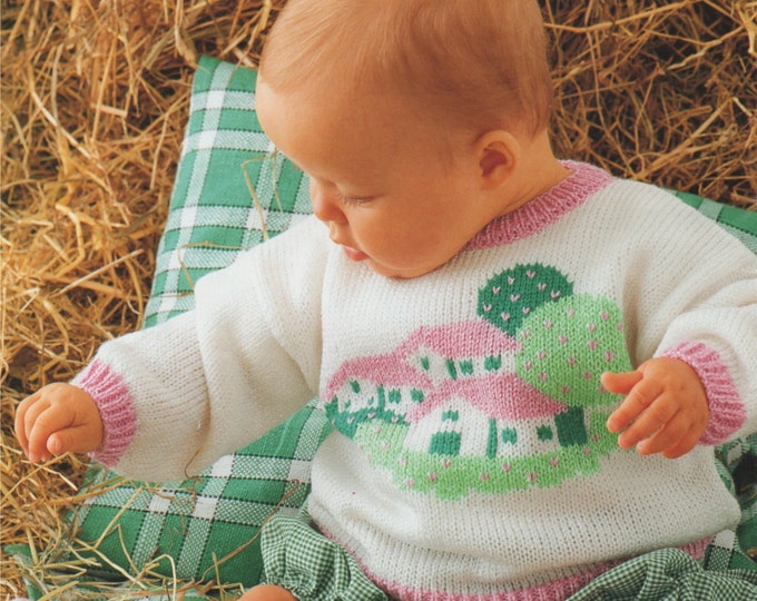 Babies Fair Isle Sweater Knitting Pattern PDF Toddlers Baby Boys or Girls 3, 6, 12, 18 and 24 months, Vintage Knitting Patterns for Babies