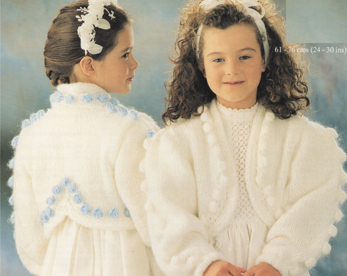 Girls Bolero Knitting Pattern PDF Childrens 24 - 26, 26 - 28 and 28 - 30 inch chest, Cardigan, Communion, Weddings Bridesmaids, pdf Download