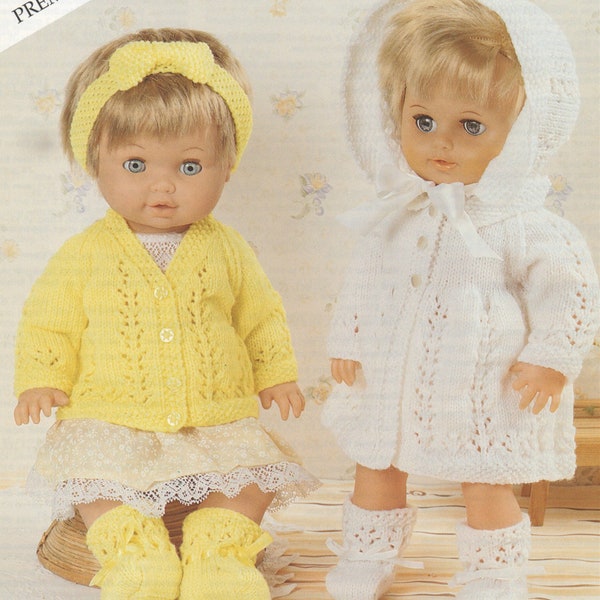 Dolls Clothes Knitting Pattern PDF for 12 - 14,  15 - 18 and 19 - 22 inch high Baby Doll, Tiny Tears Doll, Berenguer Dolls, Chou Chou Doll