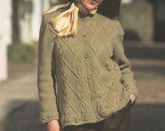 Womens Jacket Knitting Pattern PDF Ladies 34 - 36 inch bust, Patterned Cardigan, DK Vintage Knitting Patterns for Women, epattern Download