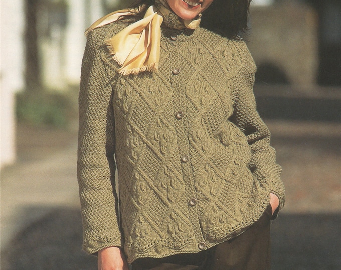 Womens Jacket Knitting Pattern PDF Ladies 34 - 36 inch bust, Patterned Cardigan, DK Vintage Knitting Patterns for Women, epattern Download