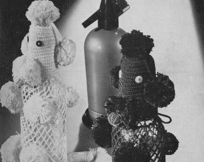 Poodle Dog Bottle Cover Crochet Pattern PDF Bar Accessories, Spirit or Wine Bottle Cover, Vintage Crochet Patterns for the Home, Download