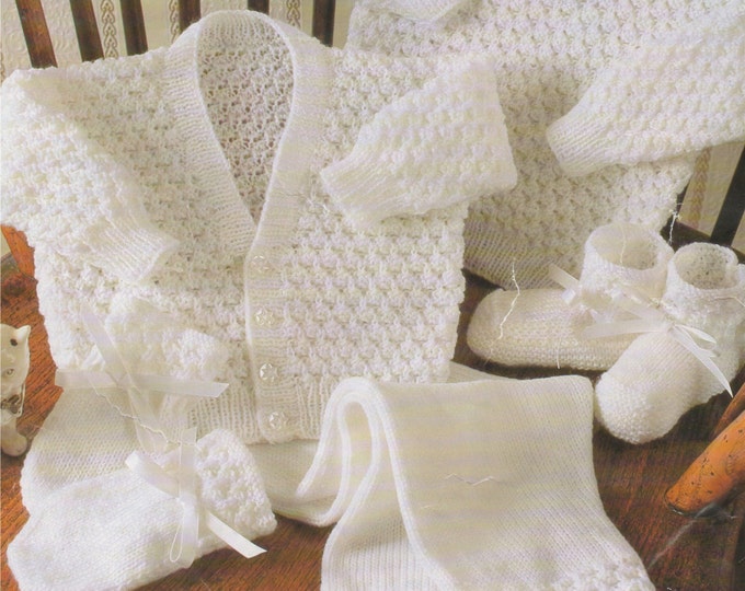 Babies Cardigan, Sweater, Leggings, Mitts and Bootees Knitting Pattern PDF Baby Boys or Girls 16, 18, 20 and 22 inch chest, Download