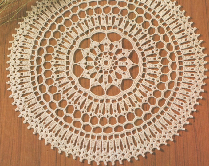 Doily Crochet Pattern PDF Round Table Mat, Circular Placemat, Table Centrepiece, Mandala, Vintage Crochet Patterns for the Home, Download