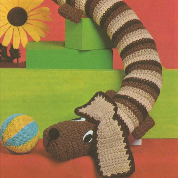 Dachshund Dog Draught Excluder Crochet Pattern PDF Dog Soft Toy, Winter Home Accessories, Vintage Crochet Patterns for the Home, Download