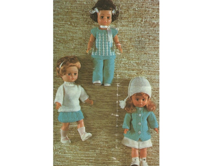 Dolls Clothes Knitting Pattern PDF for 14 inch Doll, Dolls Outfit Pattern, Miss Selfridge, Vintage Knitting Patterns for Dolls, Download