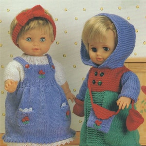 Doll Clothes Knitting Pattern PDF for 12 - 14, 15 - 18 and 19 - 22 inch Doll, Tiny Tears, First Love, Vintage Knitting Patterns for Dolls
