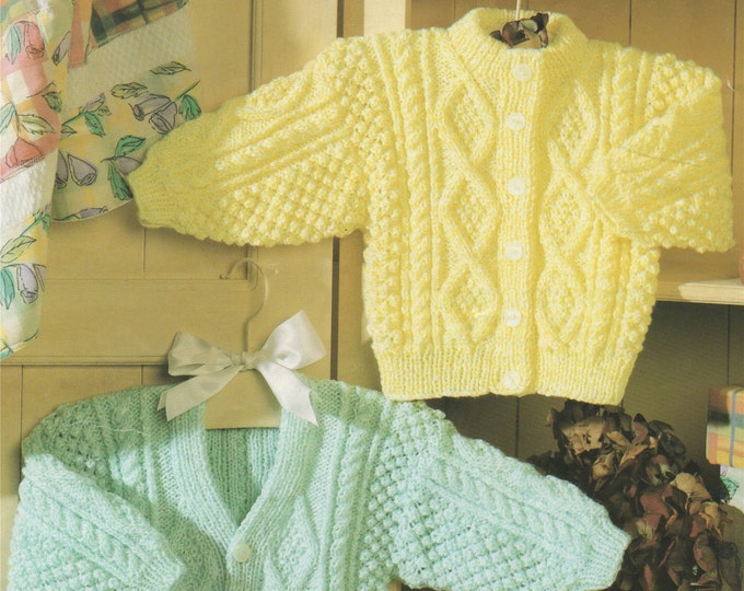 Cardigan Knitting Pattern PDF Babies and Toddlers 16, 18, 20, 22, 24, 26 inch chest, Round & V Neck, Knitting Patterns for Babies, Download