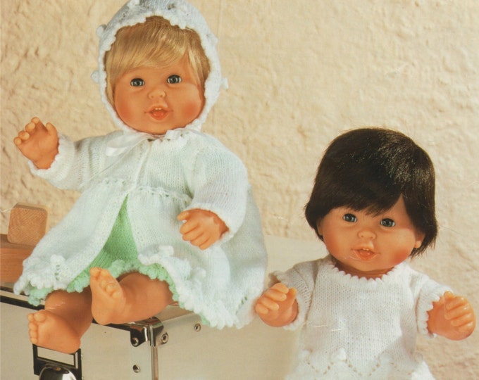 Dolls Clothes Knitting Pattern PDF for 14 inch high Baby Doll with 12 inch chest, Dolls Oufit Pattern, Vintage Knitting Patterns for Dolls