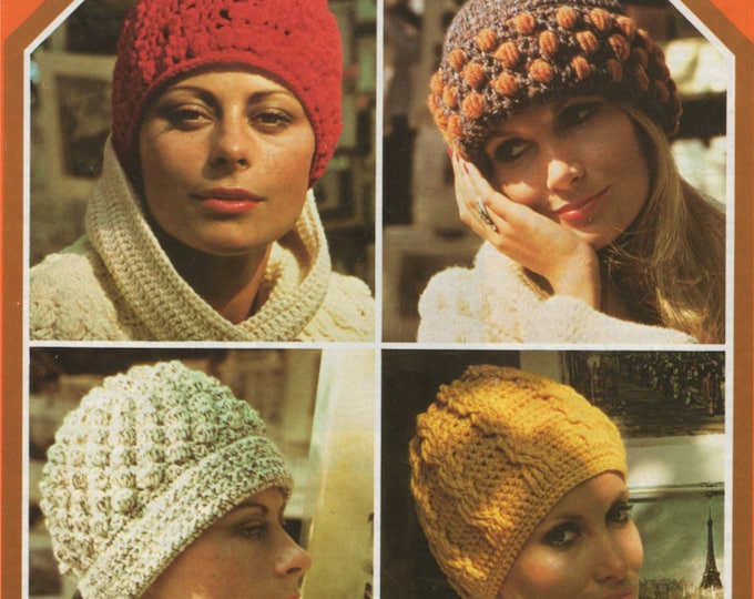 Womens Hat Crochet Pattern PDF Ladies Hats, Headwear, Winter Accessories, Vintage Crochet Patterns for Women, epattern Download