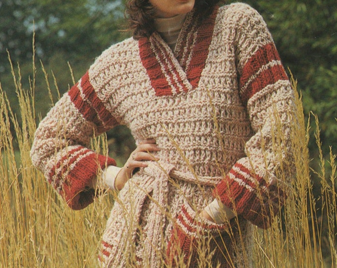 Womens Sweater Knitting Pattern PDF Ladies 32, 34, 36 and 38 inch chest, Belted Over Jumper, Vintage Knitting Patterns for Women, Download