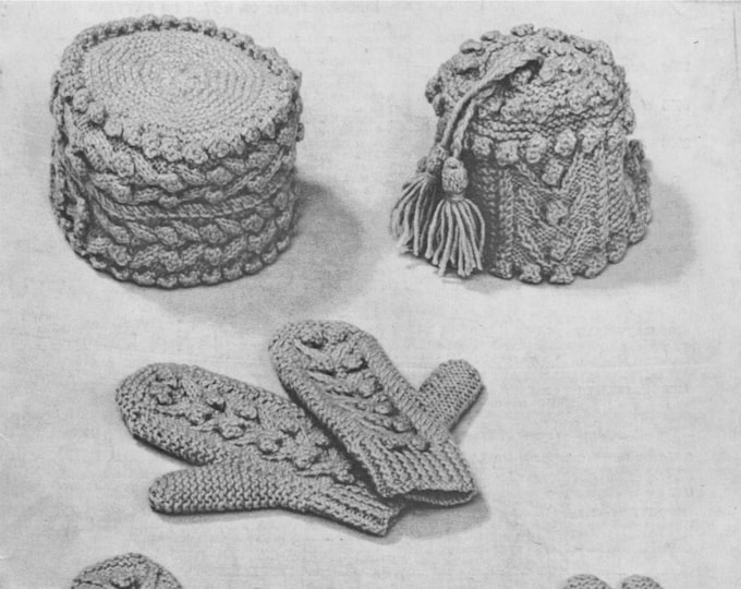 Womens & Childrens Aran Hat, Gloves and Mittens Knitting Pattern PDF Ladies, Boys, Girls, Vintage Aran Knitting Patterns, epattern Download