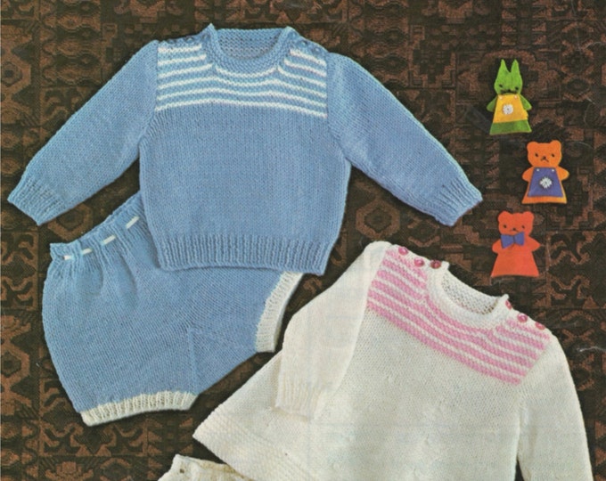Baby Sweater, Angel Top and Pants PDF Knitting Pattern : Babies Boy or Girl 18, 19 and 20 inch chest . DK. Jumper . Digital Download