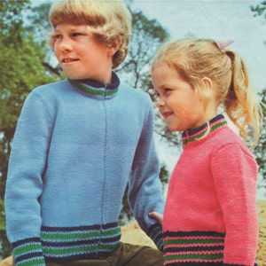 Childrens Zip Cardigan Knitting Pattern PDF Boys or Girls 26, 28, 30, 32 & 34 inch chest, Vintage Knitting Patterns for Children, e-pattern