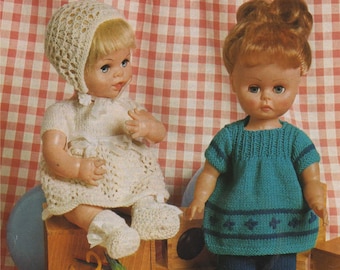 Vintage Doll Clothes Knitting Pattern, 12-14 Inch Dolls (PDF Download)