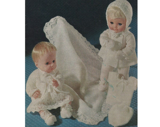 Dolls Clothes Knitting Pattern PDF for 14 & 16 inch doll, Dolls Layette, Tiny Tears, Babyborn, Vintage Knitting Patterns for Dolls, Download