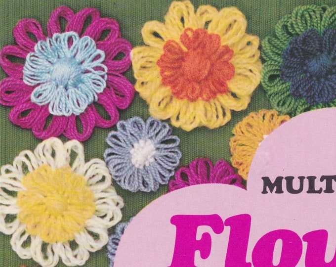 Vintage Round Flower Loom Instructions Leaflet PDF Flower Power Decorations for Crochet and Crafts, Hippie Style from the 60's and 70's