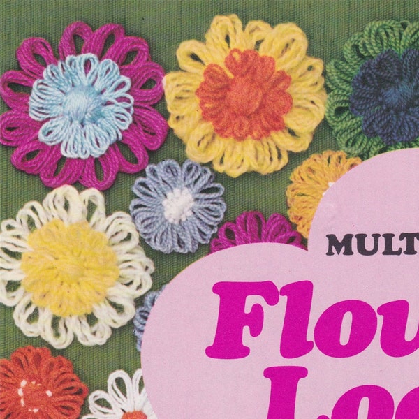 Vintage Round Flower Loom Instructions Leaflet PDF Flower Power Decorations for Crochet and Crafts, Hippie Style from the 60's and 70's