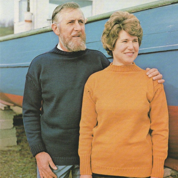Traditional Guernsey Sweater Knitting Pattern PDF Womens, Mens, Boys, Girl 24, 26, 28, 30, 32, 34, 36, 38, 40, 42, 44, 46, 48, 50 inch chest