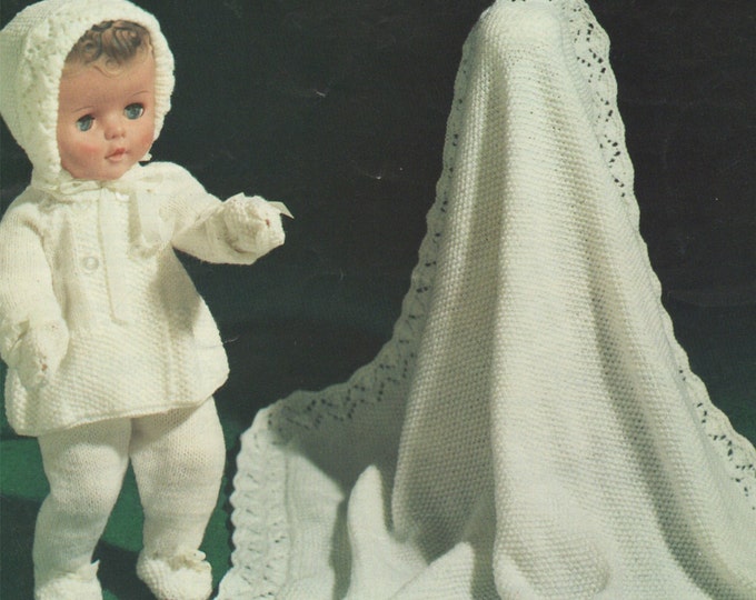 Dolls Clothes Knitting Pattern PDF for 14 and 16 inch Doll, Baby Dolls Outfit Pattern, Vintage Knitting Patterns for Dolls, Download