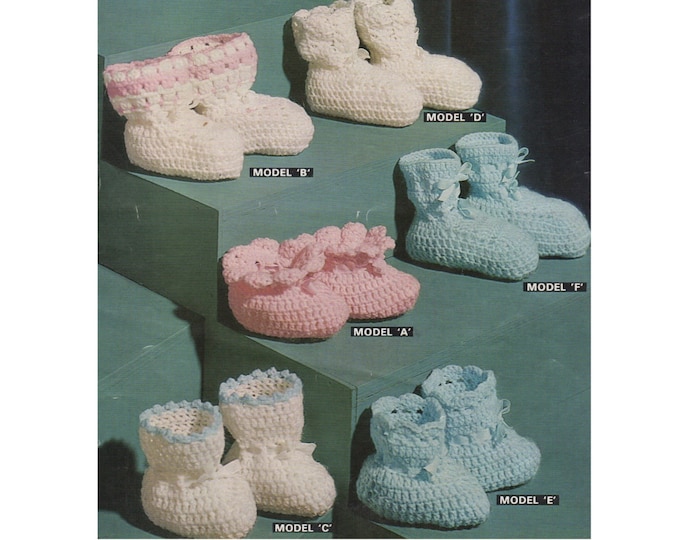 Baby Bootees / Booties PDF Crochet Pattern : Birth - 3 months . Baby Boy or Baby Girl . Instant Digital Download