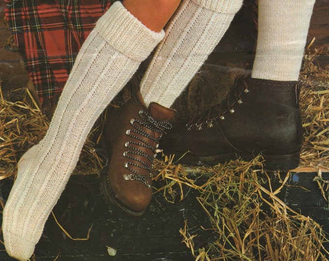 Walking Socks Knitting Pattern PDF, Womens, Mens and Teenagers Thick Hose Socks, Boot Socks , DK . Instant Digital Download