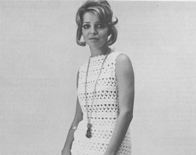 Womens Dress Crochet Pattern PDF Ladies 34, 36 and 38 inch chest, Midi length, Vintage Crochet Patterns for Women, e-pattern Download