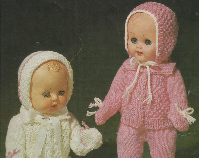 Dolls Clothes Knitting Pattern PDF for 10, 12, 14 & 16 inch Baby Doll, Berenguer Dolls, Tiny Tears Doll, Vintage Knitting Patterns for Dolls