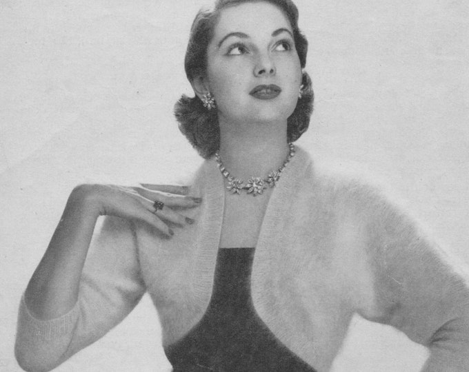 Womens Gretel Cap and Bolero Knitting Pattern PDF Ladies 32, 34 and 36 inch bust, Vintage Knitting Patterns for Women