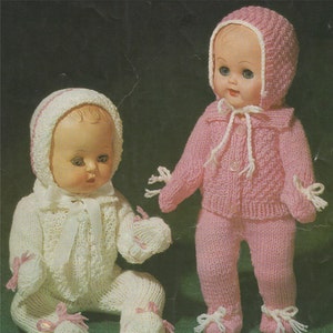 Dolls Clothes Knitting Pattern PDF for 10, 12, 14 & 16 inch Baby Doll, Berenguer Dolls, Tiny Tears Doll, Vintage Knitting Patterns for Dolls