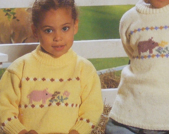 BABY CHILDS 16// 24 INCH ROUND /& V NECK CABLE CARDIGANS KNITTING PATTERN 1098